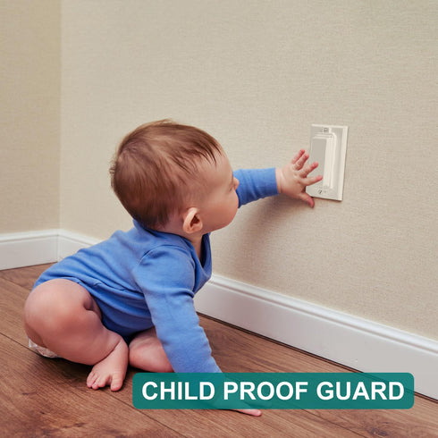 CLYMENE Light Switch Cover Guard, Child Proof Wall Switch Cover, Rocker Style, 4 Pack, White