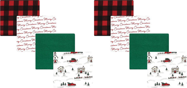 Hudson Baby Unisex Baby Cotton Flannel Receiving Blankets, Christmas Scene, One Size