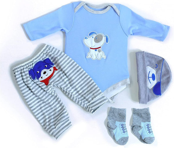 MAIHAO Reborn Baby Doll Clothes Outfit Accessories for 17-22 Inch Baby Doll Boy, Puppy Pattern 4pcs Set