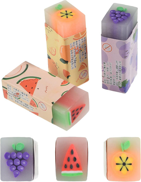 15Pcs Cute Fruit Erasers for Kids, Fun Food Pencil Erasers for School Supplies Party Favors