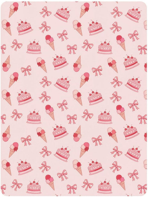 Jynexis 52x28 Cake Ice Cream Pink Print Baby Crib Sheets, Cotton Fitted Crib Sheet, Soft Breathable, Fits Standard