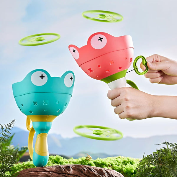 Outdoor Flying Disc Launcher Toy (2PCS), Catching Games for Kids Ages 4-8, Fun Toddler Toy for Ages 3-8