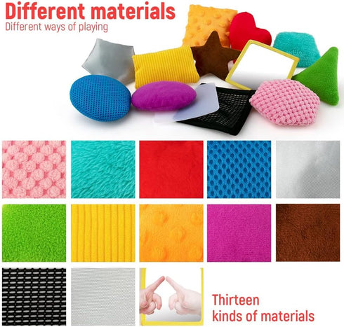 Texture Sensory Bean Bags, Set of 13 Toddler Sensory Toys for Babies, Shape Sensory Play with Storage Bag