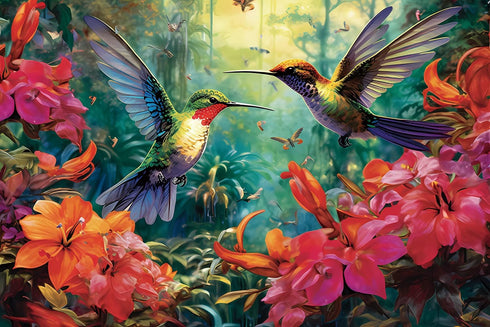 1000 Piece Puzzle for Adults - Hummingbird Garden Wooden Jigsaw Puzzles, DIY Leisure Game Toy Gift
