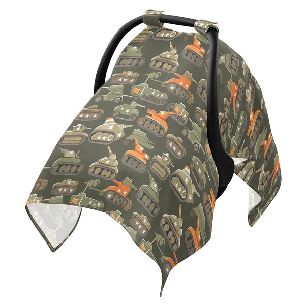 Dalzium Vintage Army Military Cartoon Tanks Car Seat Cover Baby, Carseat Canopy Cover