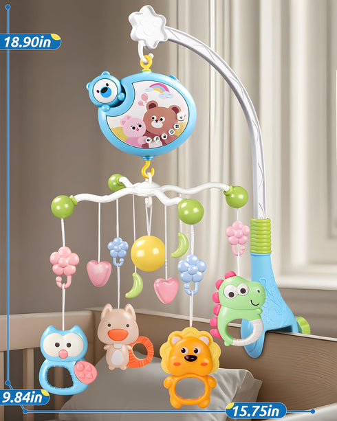 RSEPD Pack 0-6 Crib Mobile With Music And Lights, Mobiles For Cribs, Baby Mobile Arm Toys Hanging For Bassinets Girls