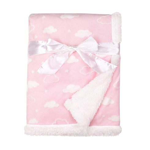 American Baby Company Heavenly Soft Chenille Sherpa Receiving Blanket - 3D Pink, 30" x 35", Warm and Cozy for Babies
