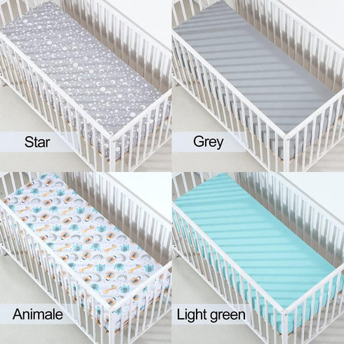 4 Pack, Bimocosy Crib Sheets Baby Crib Sheets Fitted for Boys and Girls Breathable & Snug Fit, Soft Toddler Bed Sheets