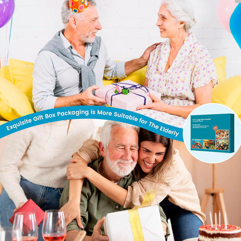 4 Packs 36 Piece Large Jigsaw Puzzles for Elderly, Alzheimer's Activities, Easy Cognitive Games for Dementia