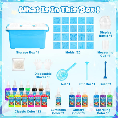 20 20 3D Set CL FUN Magic Gel Water Toy Elf: Aqua Squishy Maker DIY Gels with Fairy Animal Mold Kits - Handmade Magical