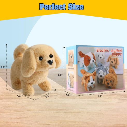 Plush Golden Retriever Toy - Electronic Interactive Puppy, Walking, Barking, Tail Wagging Companion for Kids