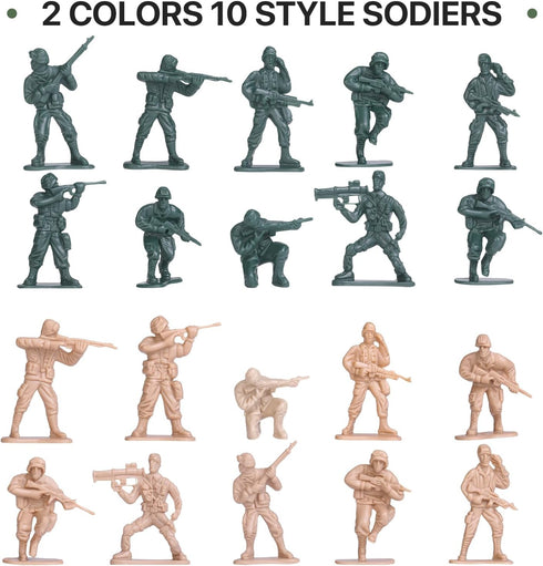 26 Pack Diecast Military Vehicles Set, 6 Pack Alloy Metal Models Car Toys and 20 Pack Soldier Army Men