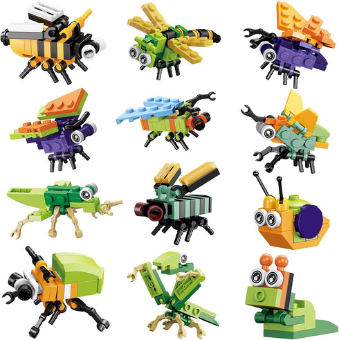 BRICHBROW Party Favors for Kids - 12 Pack Animals Building Blocks for