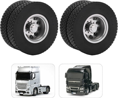 VGEBY 2pcs RC Rear Tires for 1/14 Trailer Truck, Strong Cushioning Performance, 7Mm RC Wheels and Tires