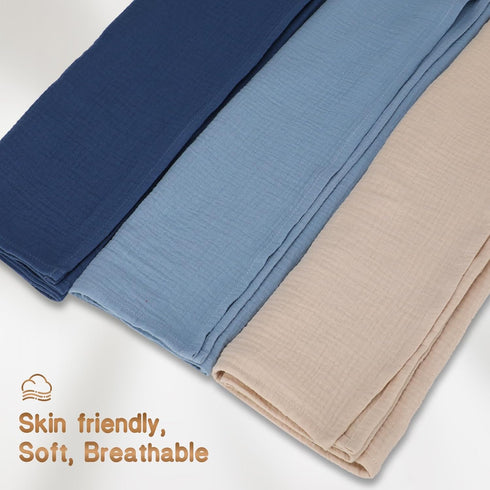 Chiowels 3-Pack 37 49 inches 001 Baby Muslin Swaddle Blankets for Boys and Girls, Soft and Breathable Cotton Swaddles