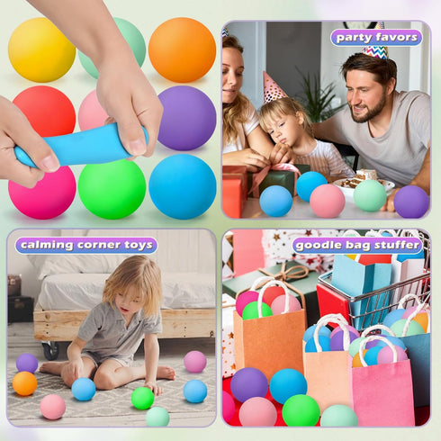 ASPULU 72Pcs Set Pack Stress Balls for Adults and Kids - Squishy Ball Sensory Fidget Toys for Anxiety Relief - Squeeze