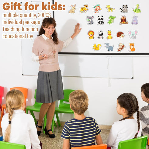 20PCS Rubber Fridge Magnets for Kids, Animals Refrigerator Magnets, Educational Magnetic Children Gift Learning Toy,