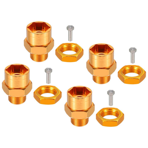 MECCANIXITY Wheel Hex Hub Adapter with M4 Threaded Axle, 12mm to 17mm Extension Conversion Nuts for 1/10 & 1/8 Car