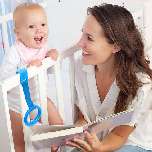KALAMANDA 8 Pcs Baby Playpen Pull Up Rings, Pull Up Handles Standing Walker Crib Pull Rings for Toddler Kids Children