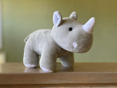 Baby Rhino Stuffed Animal Plushies for Boys & Girls, Super Soft Cute Safari Stuffed Animals for Kids' Bedroom, 8-In