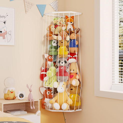 BBLlKE Stuffed Animal Storage Zoo - Corner Plush Toy Organizer Length Adjustable, Wall Hanging Stuffed Animal Net