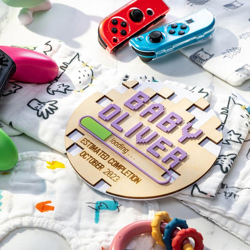 Generic Baby Announcement Sign Custom Gaming Baby Name Signs for Nursery Hospital Newborn Sign Personalized Video Game