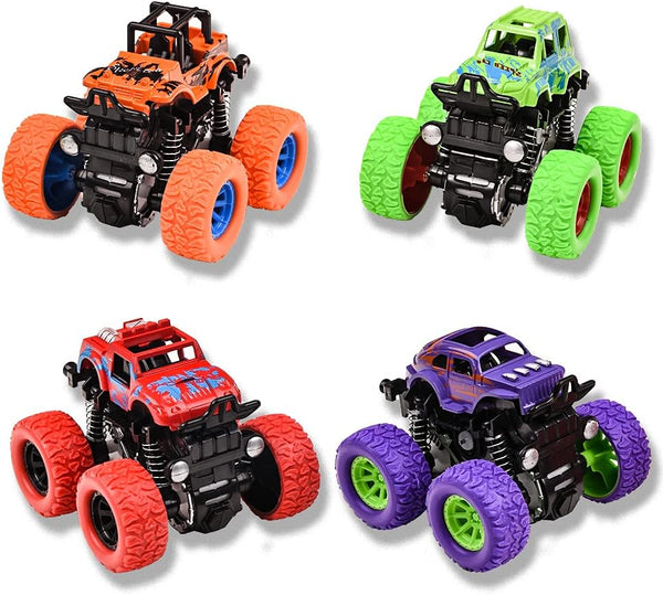 Duyfioa Monster Trucks for Boys, 4 Pack Pull Back Vehicles Cars for Toddlers,
