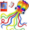 Honbo Rainbow Soft Octopus Kite for Kids and Adults, Large Kite with 200ft Flying Line for Outdoor Games