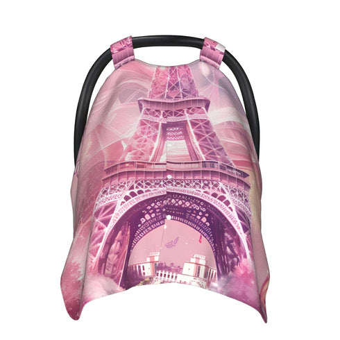 CQMZJHU Pink Eiffel Tower Romantic Paris Butterfly Baby Car Seat, Rain Shelter, Multifunctional Nursing Cover