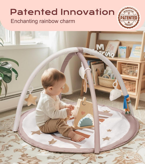 Tummy 7 12 Baby Play Gym Mat, Time Activity Mat with Detachable Toys and Milestone Cards for Stage-Based Sensory