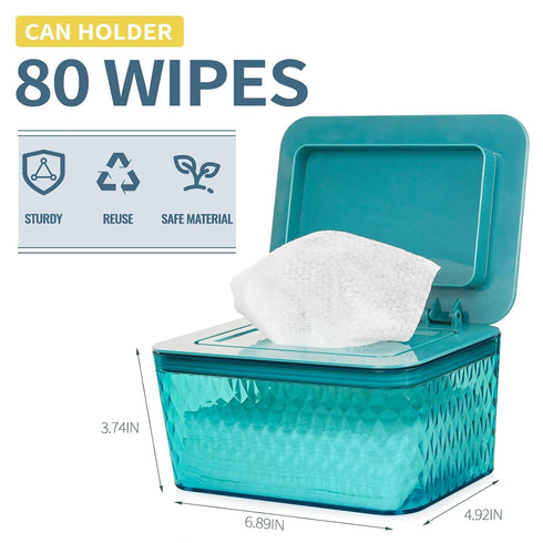 (2 Pack Wipes Dispenser, One-Handed Operation Wipe Holder for Baby & Adult, Seal-Designed Wipes Container for Bathroom