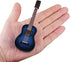 Dselvgvu Wooden Miniature Guitar with Stand and Case, Classic Blue Model for Dollhouse Decoration, 5.12"x1.86"x0.68"