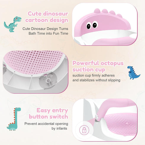 Lerrutue 6 Baby Bath Seat for Babies Months & Up Sitting Up, Non-Slip Baby Bath Chair with Suction Cup, Safe