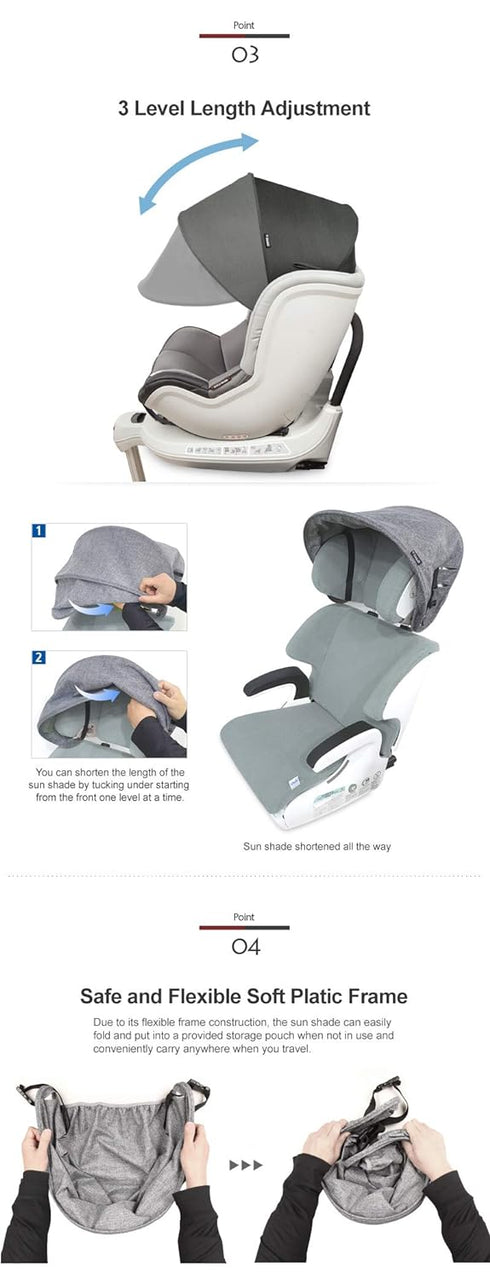 Black Car Seat Sun Shade Extender Canopy