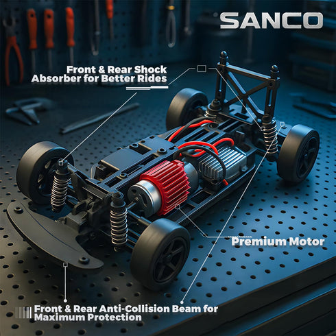 1:12 4WD 25 2 2 Set 2.4GHz SANCO Scale Hobby RC Car, Mph High Speed RC Drift Car with LED Lights, Batteries