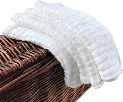 Synrroe Muslin Burp Cloths 4 Pack - Large 20" by 10", 100% Cotton, Extra Absorbent and Soft