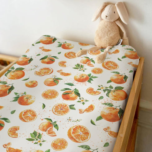 ZoUbqchY Summer 32''16'' Watercolor Oranges Baby Changing Pad Covers for Boy Girl Orange Branches Flowers Leaves Fitted