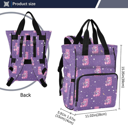 SUABO Backpack Powder-colored Bear Cub Hoshiboshi Fuuka Pattern Baby Diaper Bag Large Bag Waterproof Travel Diaper Bags