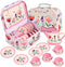 Floral Tea Party Set for Little Girls Ages 3-6, 15-Piece Pretend Play
