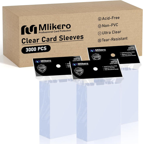 3000 Counts Card Sleeves, Clear Penny Sleeves for Trading Cards, Baseball Card