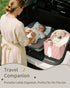 VKSAO Pink Diaper Caddy Organizer Portable Storage Basket with Shoulder Strap & Stroller Hooks, Splashproof Quilted