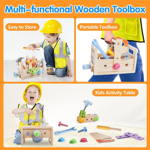 Set, 30pcs 3 4 5 Aliex Wooden Kids Tool Toy Tools for Toddlers with Vest, Tool Kit Toddler Montessori Stem Learning