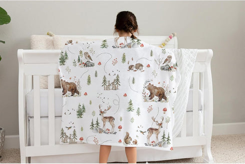 SqtmuHLuo 60x80inch Animals Blanket for Boys Girls Bear Deer Rabbit Hedgehog Owl Squirrel Soft Baby Receiving Blanket