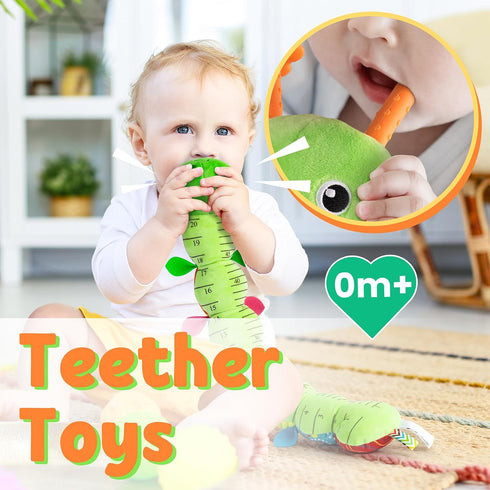 Baby Toys Musical Caterpillar, Soft Sensory Stuffed Animal with Crinkle and Rattles for Newborns 0-12 Months
