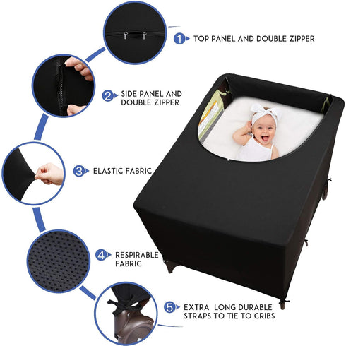 Pack Dofilachy Blackout Cover for N Play - Crib Blackout Cover Tent - Canopy Cover - Breathable Travel Crib Tent