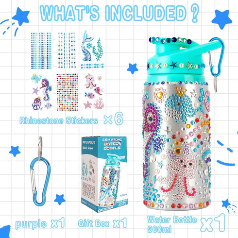 Decorate Your Own Water Bottle Kits for Girls Age 4-12, Mermaid Gem Diamond Painting Crafts, DIY Arts and Crafts Gifts