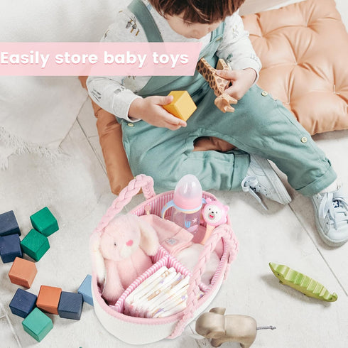 Baby Diaper Caddy, Portable Diaper Organizer for Changing Table, Car Travel Girls Shower Gifts Newborn Essentials