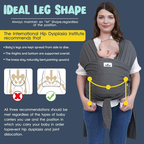 Jeroray Baby Wrap Carrier Sling: Baby Wearing Wraps Newborn to Toddlers Infants Stretchy Easy to Wear Hands Free Plus