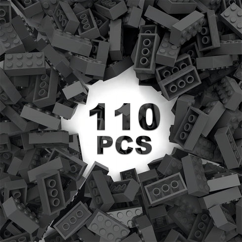 Classic Building Bricks 2x4, 110 Piece Bulk Block Compatible with Lego Parts 3001, Dark Gray for Age 6+