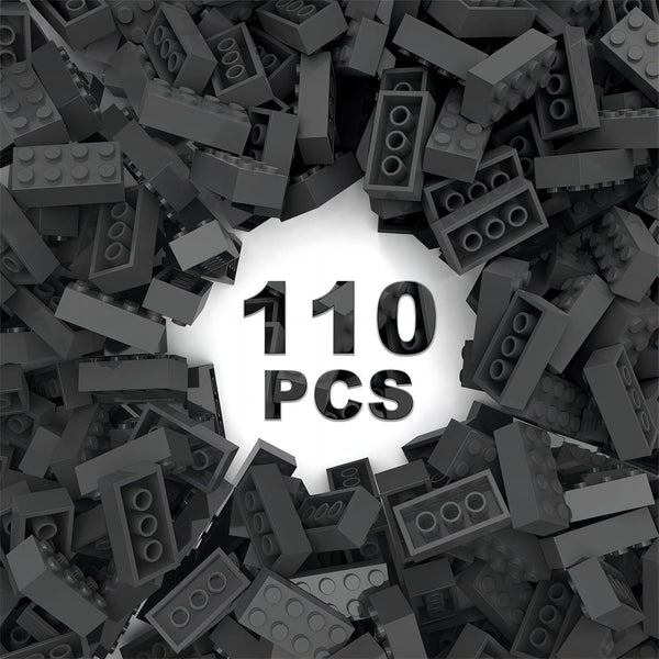 Classic Building Bricks 2x4, 110 Piece Bulk Block Compatible with Lego Parts 3001, Dark Gray for Age 6+